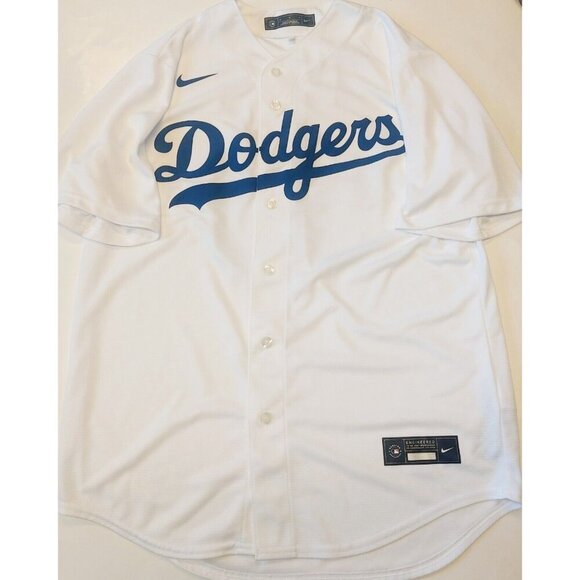Nike Los Angeles Dodgers Full Button Jersey Mens Size M Mookie Betts #50 White - Picture 7 of 9